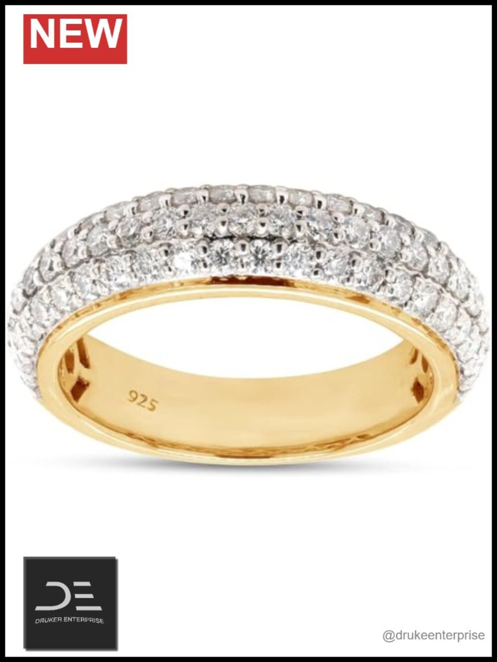 3 Row Eternity Wedding Band Ring in 925 Sterling Silver 1 CT